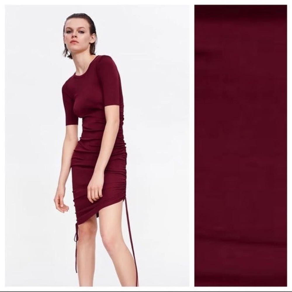 Zara Ribbed rouched dress